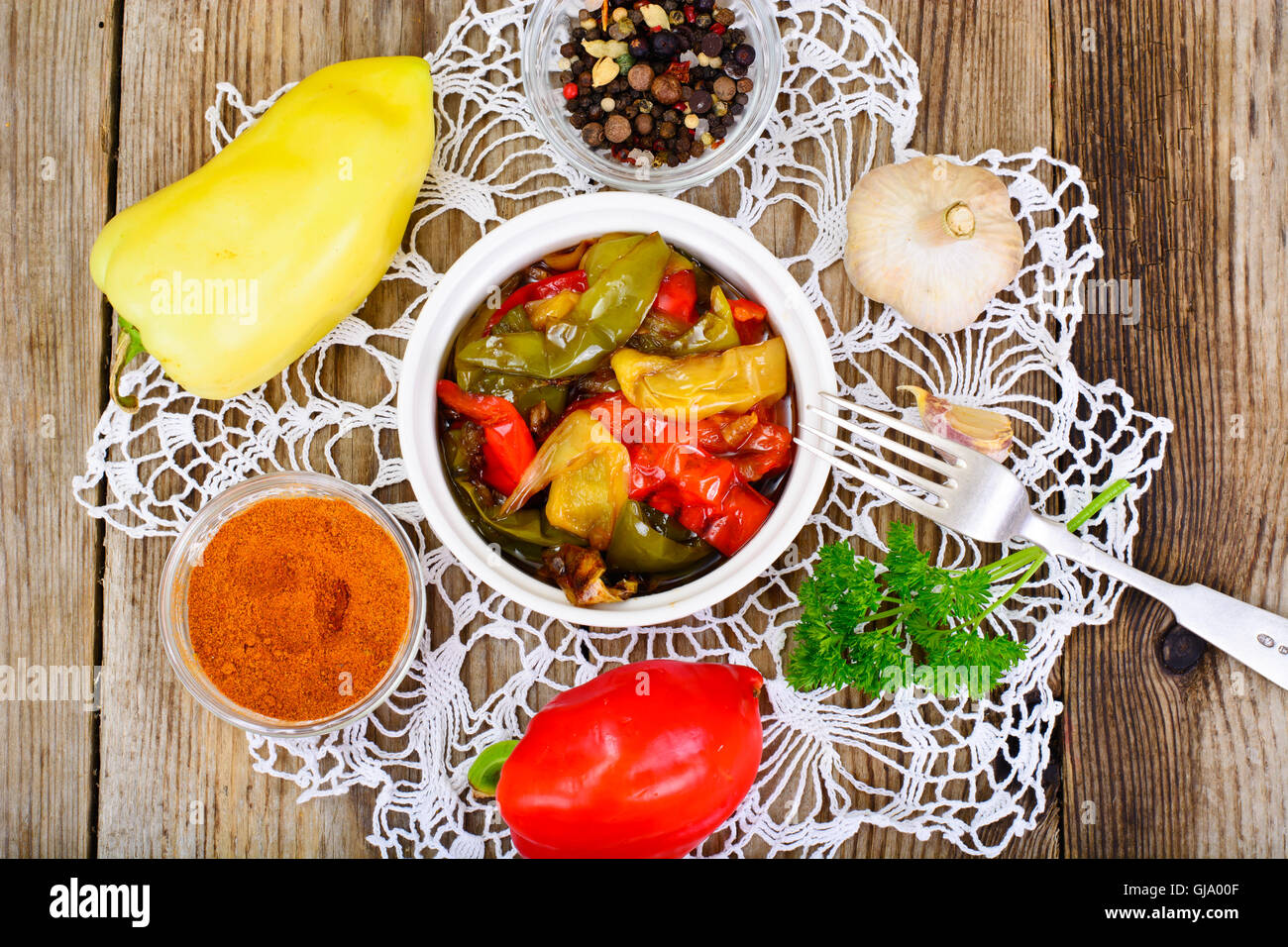 Sweet Peppers Grilled with Balsamic, Garlic Stock Photo - Alamy