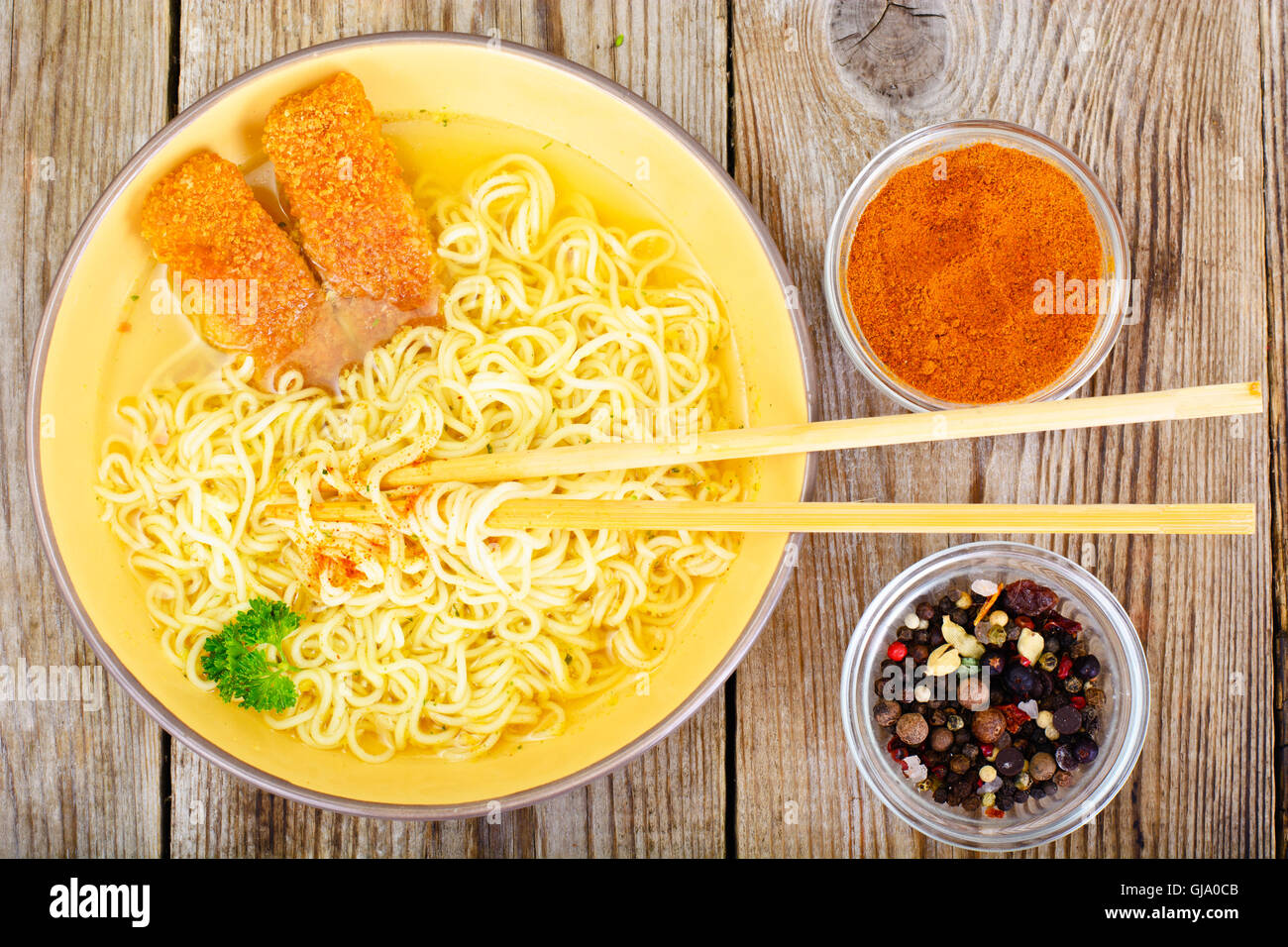 Chicken Soup with Noodles Stock Photo