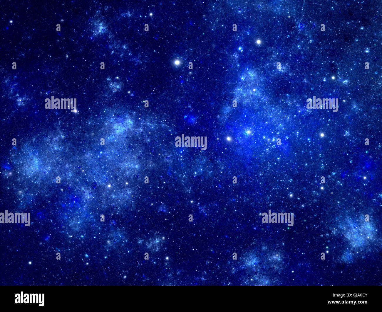 Bright blue nebula, space stars background Stock Photo
