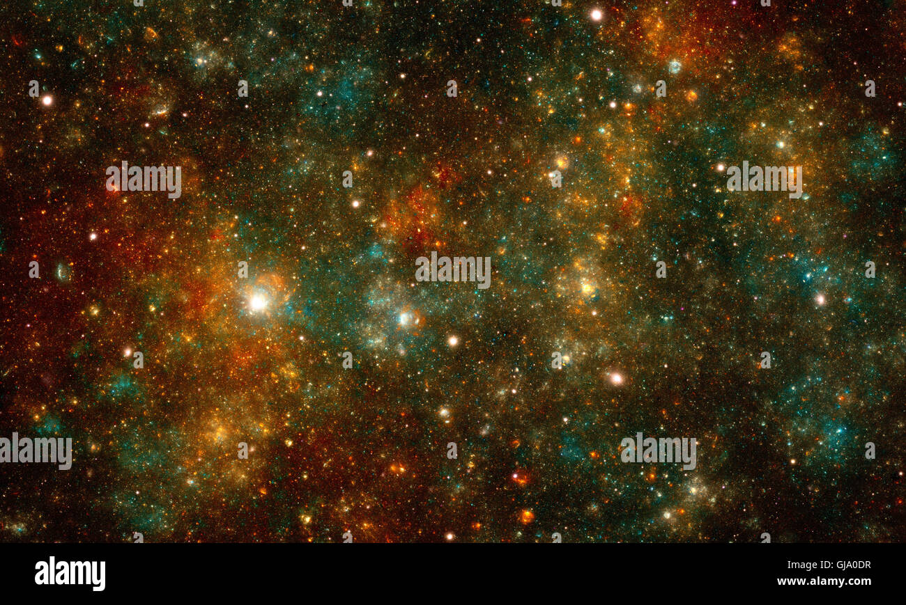 Orange nebula in deep space Stock Photo