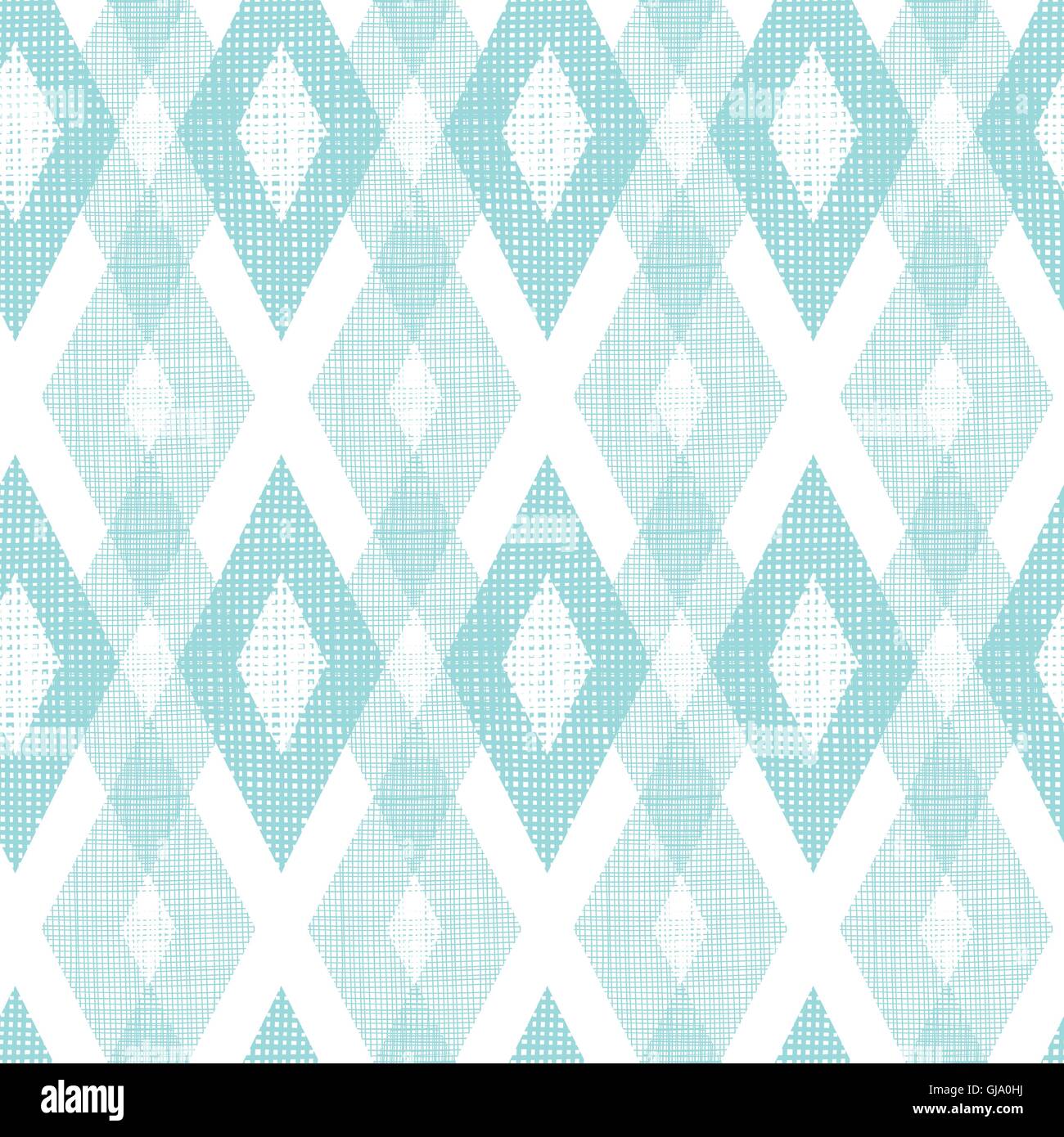 Pastel blue fabric ikat diamond seamless pattern background Stock Vector