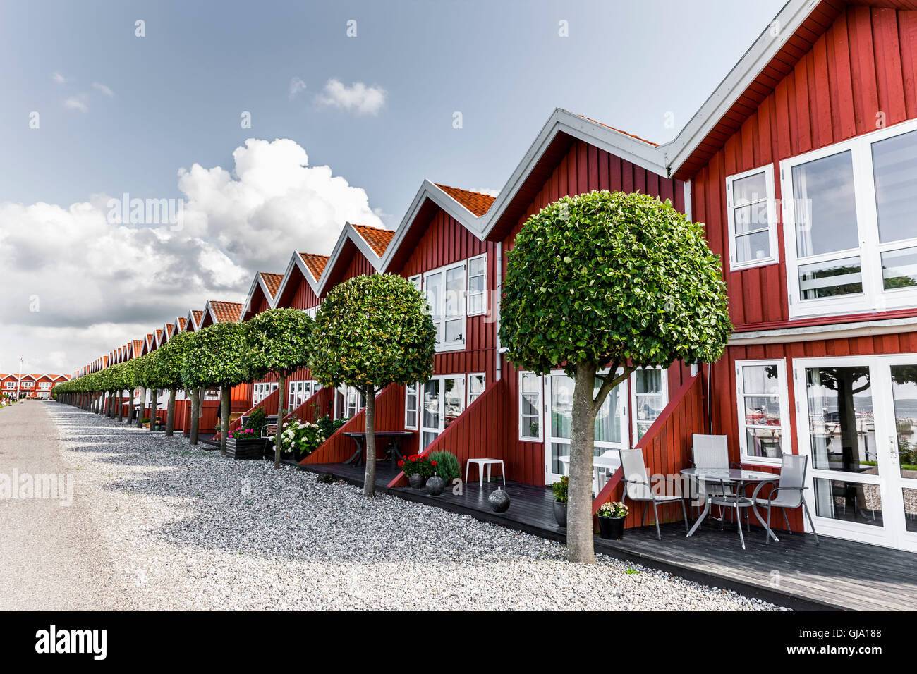 Houses in the yacht harbour of Ebeltoft, Denmark Stock Photo Alamy