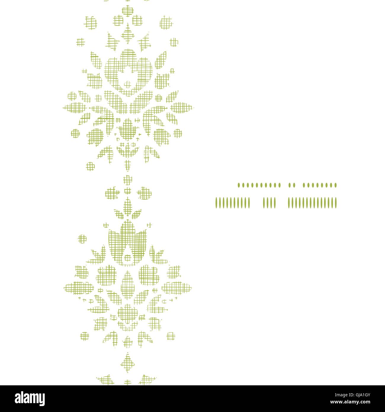 Green textile damask flower vertical frame seamless pattern background Stock Vector