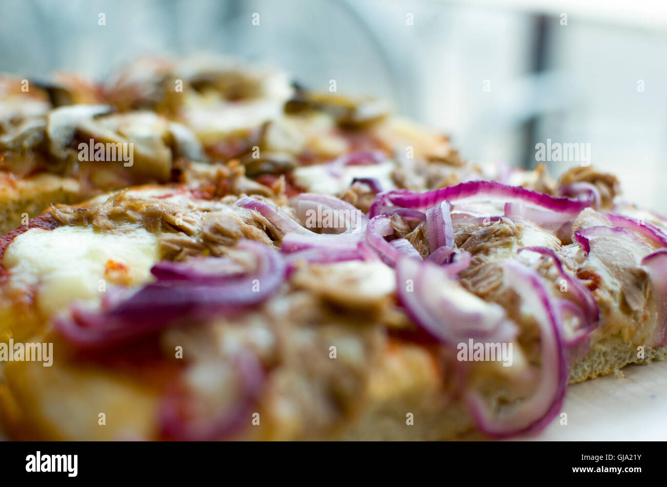 pizza slice square pizza Stock Photo