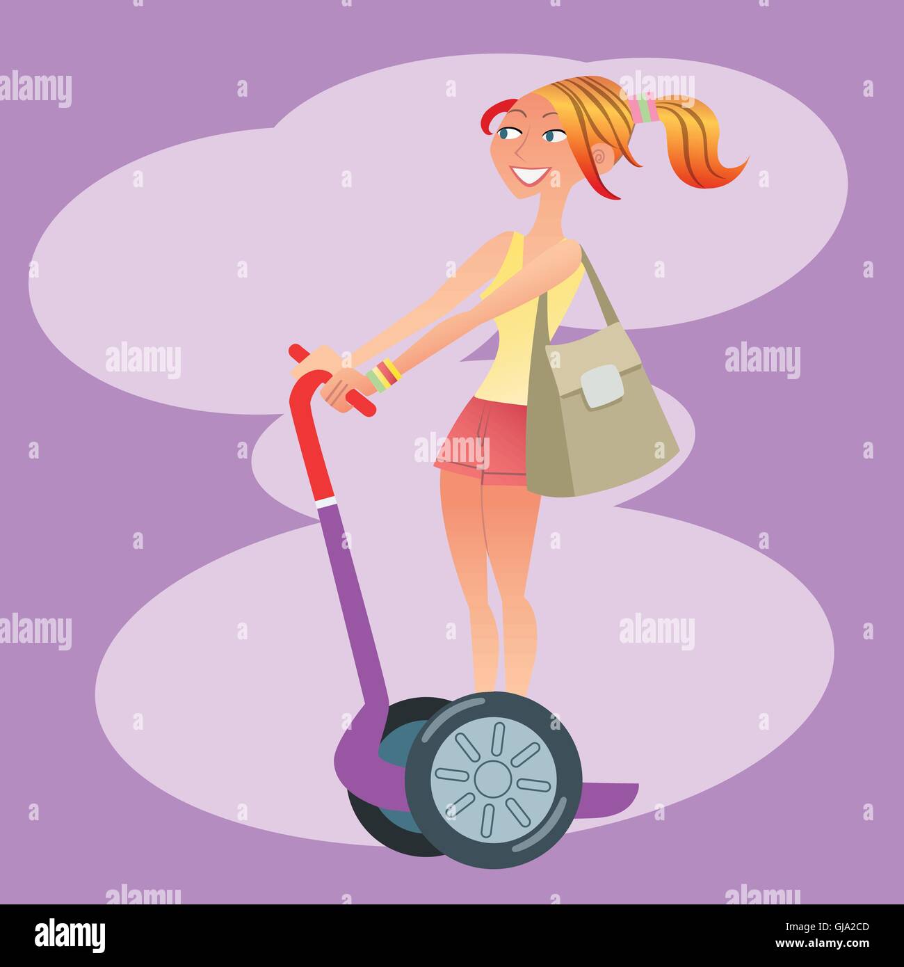 Girl tourist traveling on a scooter Stock Vector