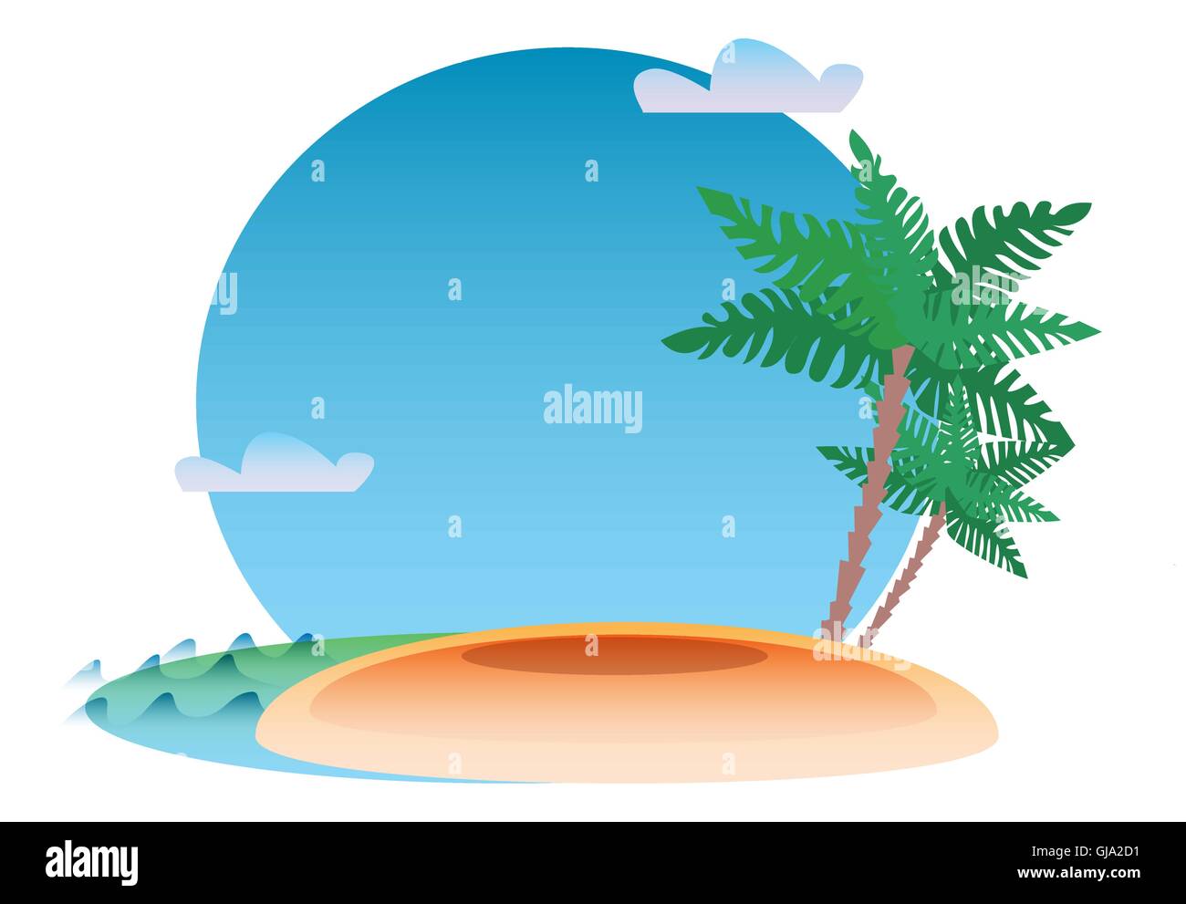 Tropical resort background sea island and palm Stock Vector