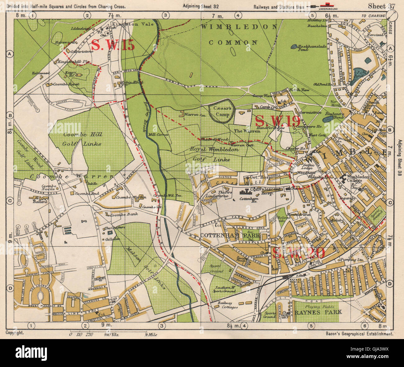 SW LONDON. Wimbledon Common Cottenham Park Malden Coombe Hill. BACON