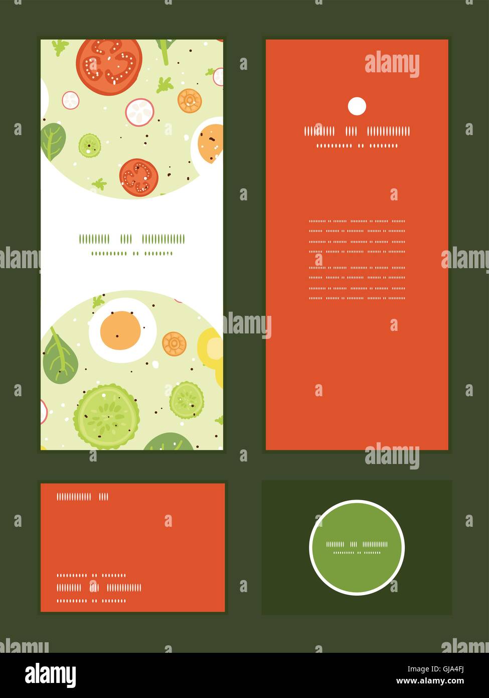 Vector fresh salad vertical frame pattern invitation greeting, RSVP and ...