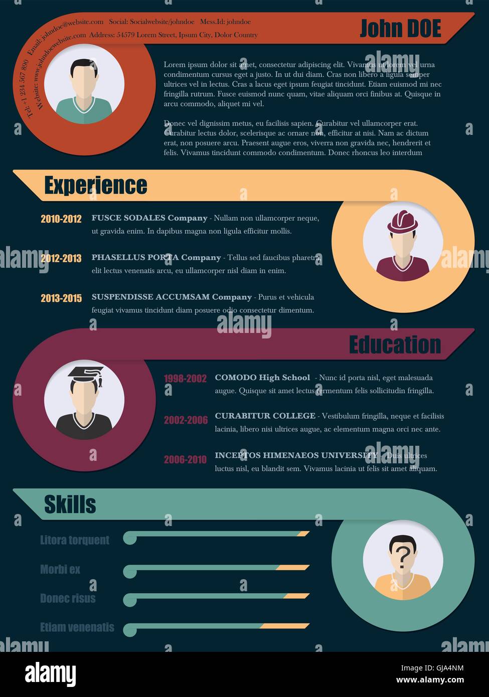 Resume cv template arrow ribbon Stock Vector Images Alamy