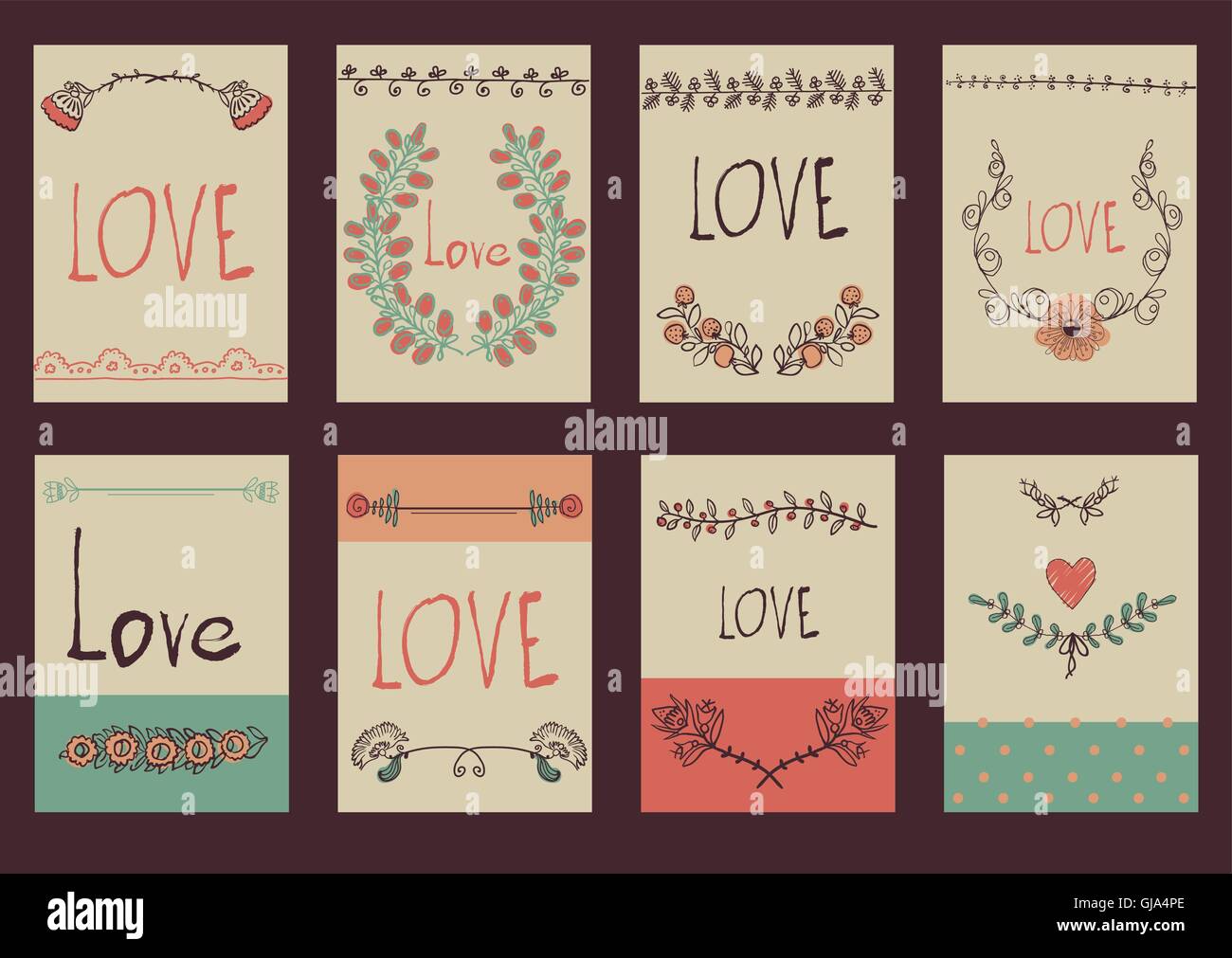 set of template design for greeting card Love Stock Vector Image & Art ...