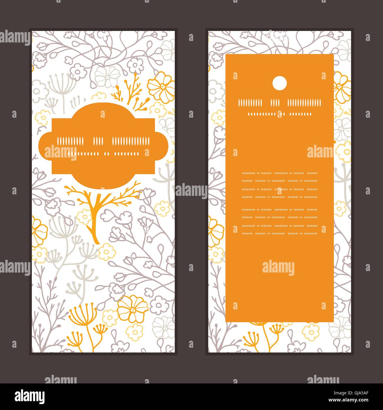 Vector magical floral vertical frame pattern invitation greeting cards ...