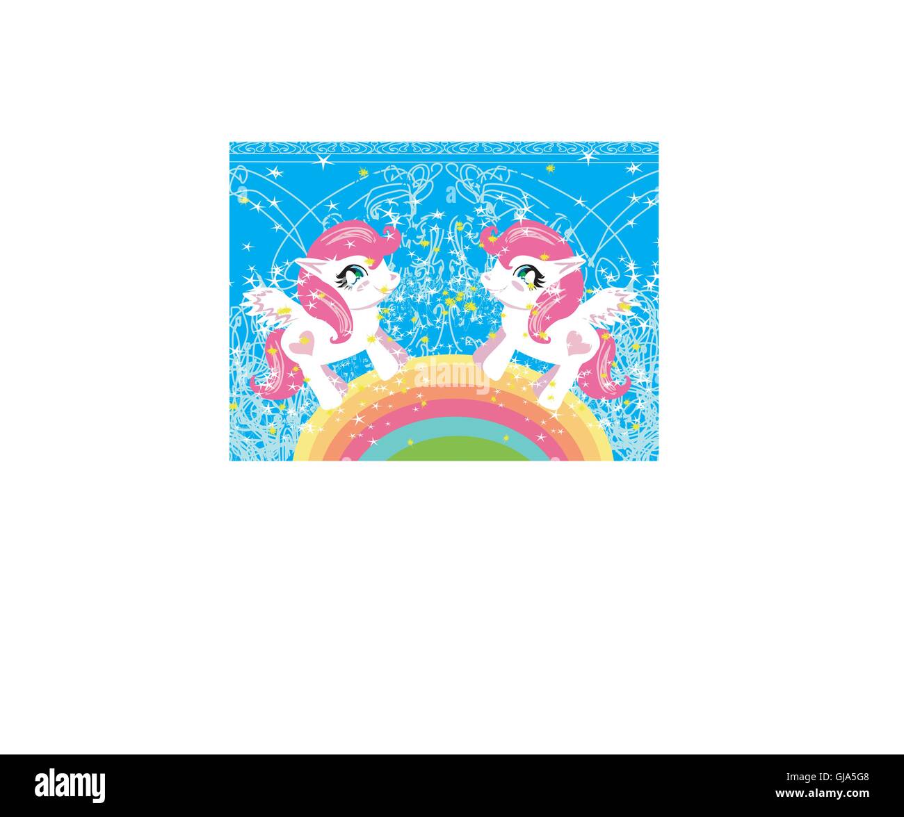 Card with a cute unicorns and rainbow Stock Vector Image & Art - Alamy