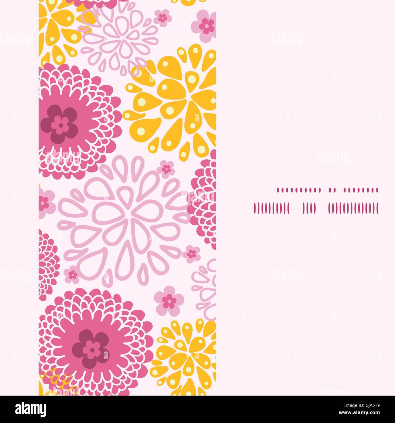 Vector pink field flowers vertical frame seamless pattern background ...