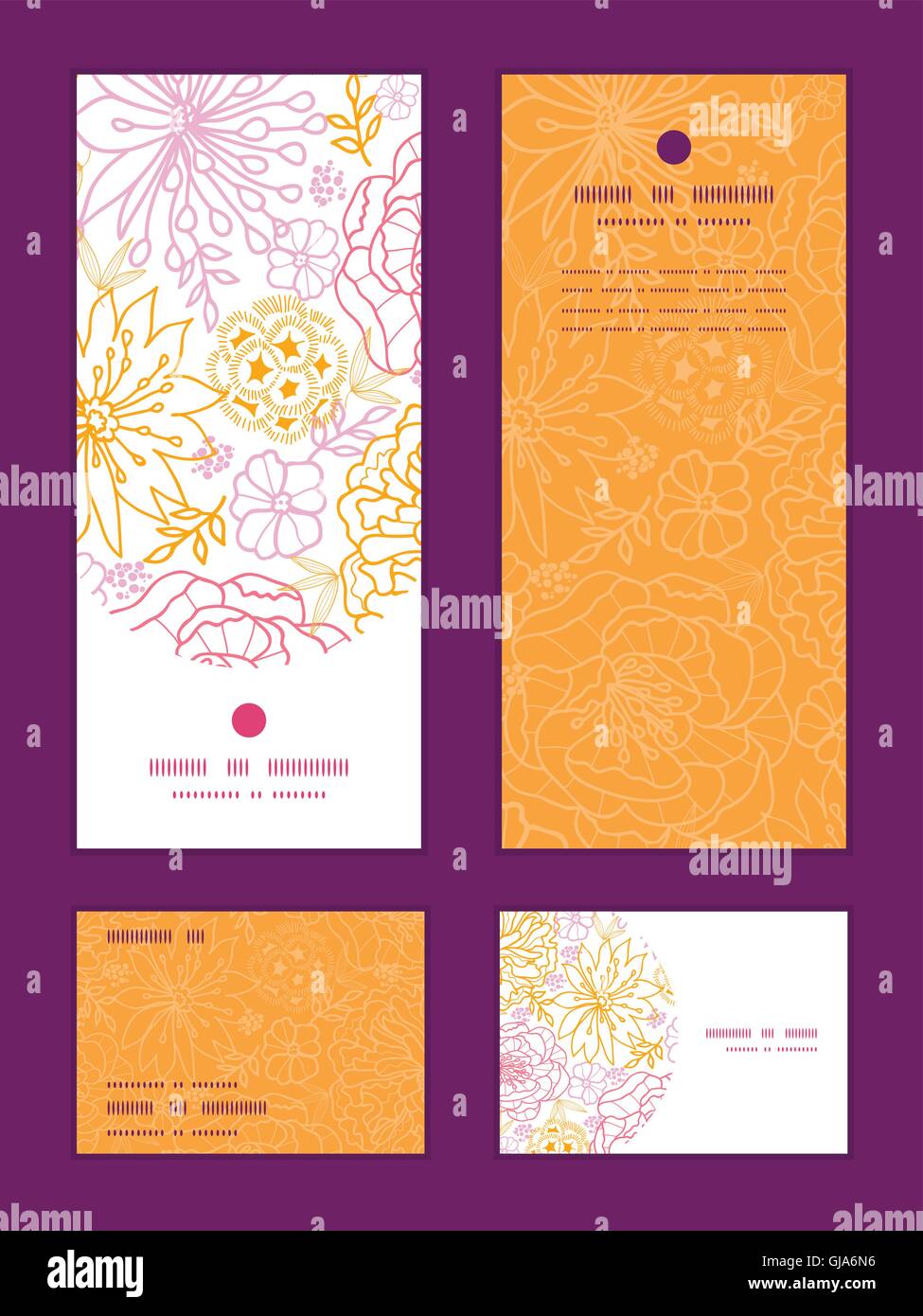 Vector flowers outlined vertical frame pattern invitation greeting ...