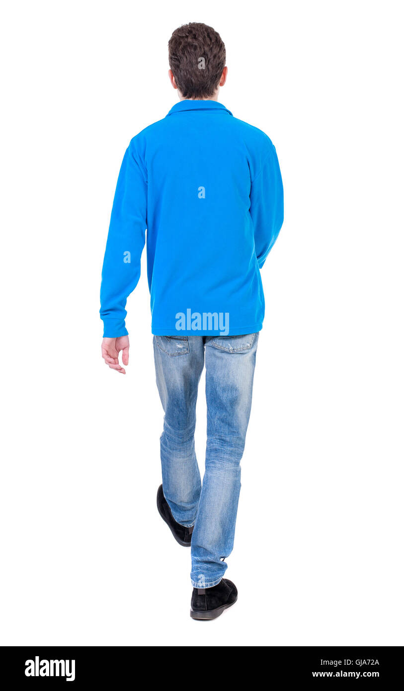 Back view of going handsome man. walking young guy Stock Photo - Alamy