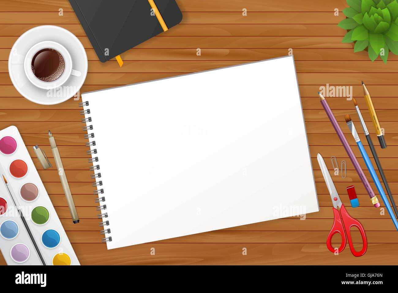 Art process with watercolor Stock Vector
