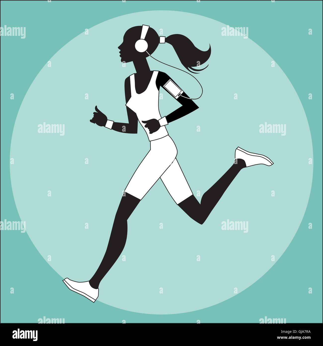Running woman jogging girl green silhouette Vector Image