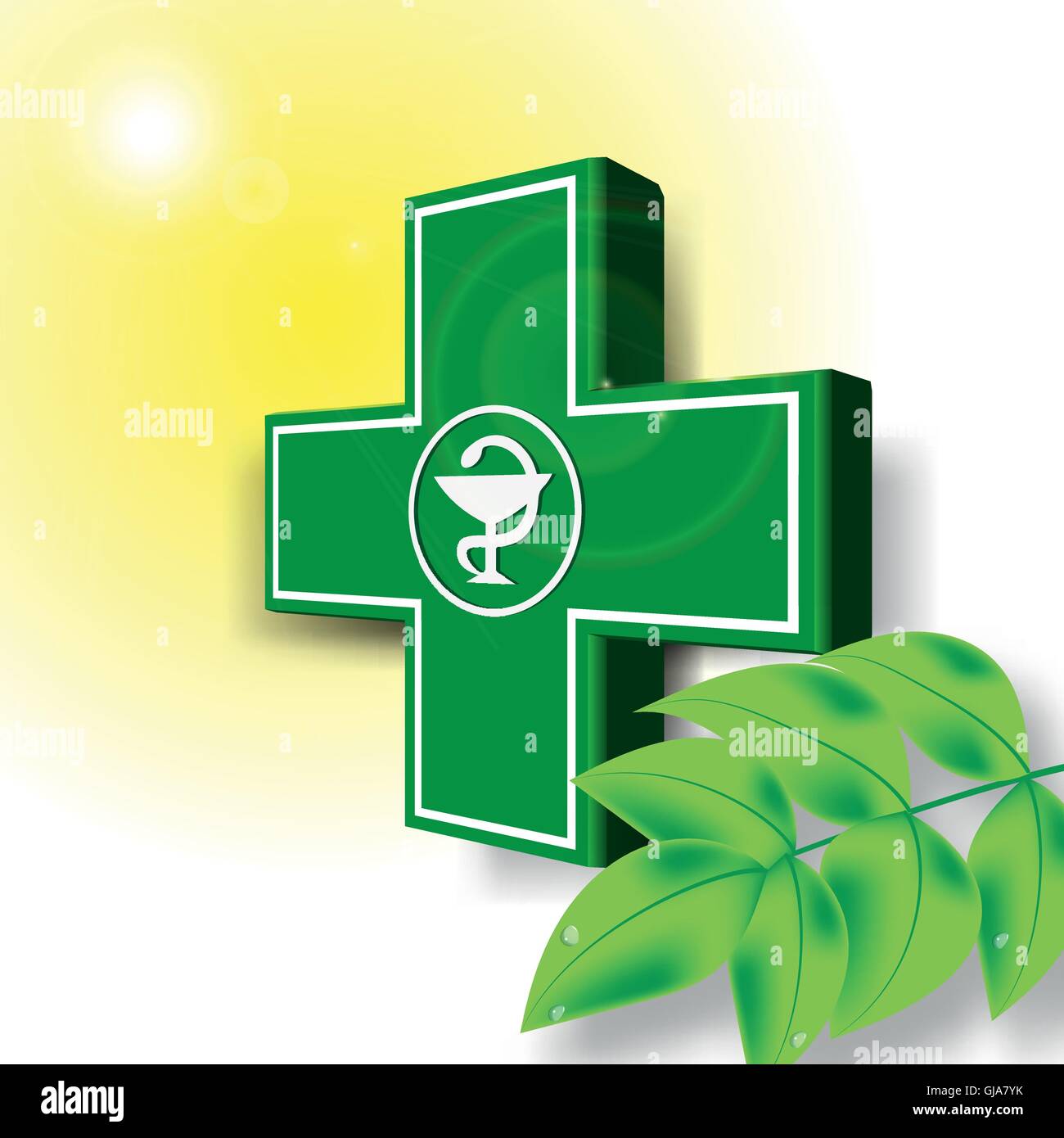 Green medical cross emblem Stock Vector