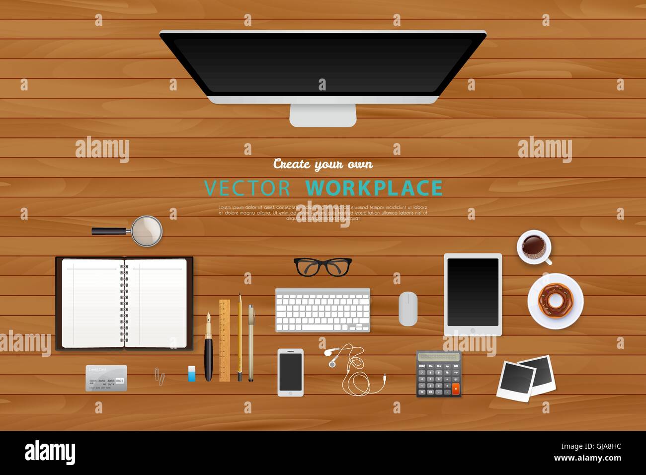 Workplace with isolated objects Stock Vector Image & Art - Alamy