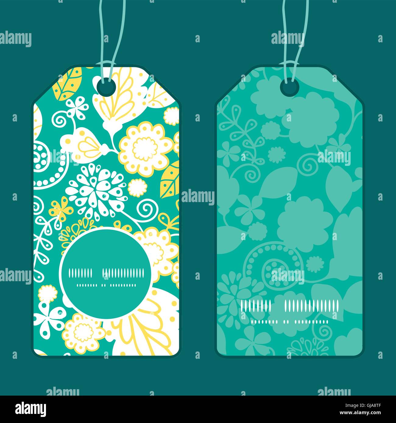 Vector emerald flowerals vertical round frame pattern tags set Stock ...