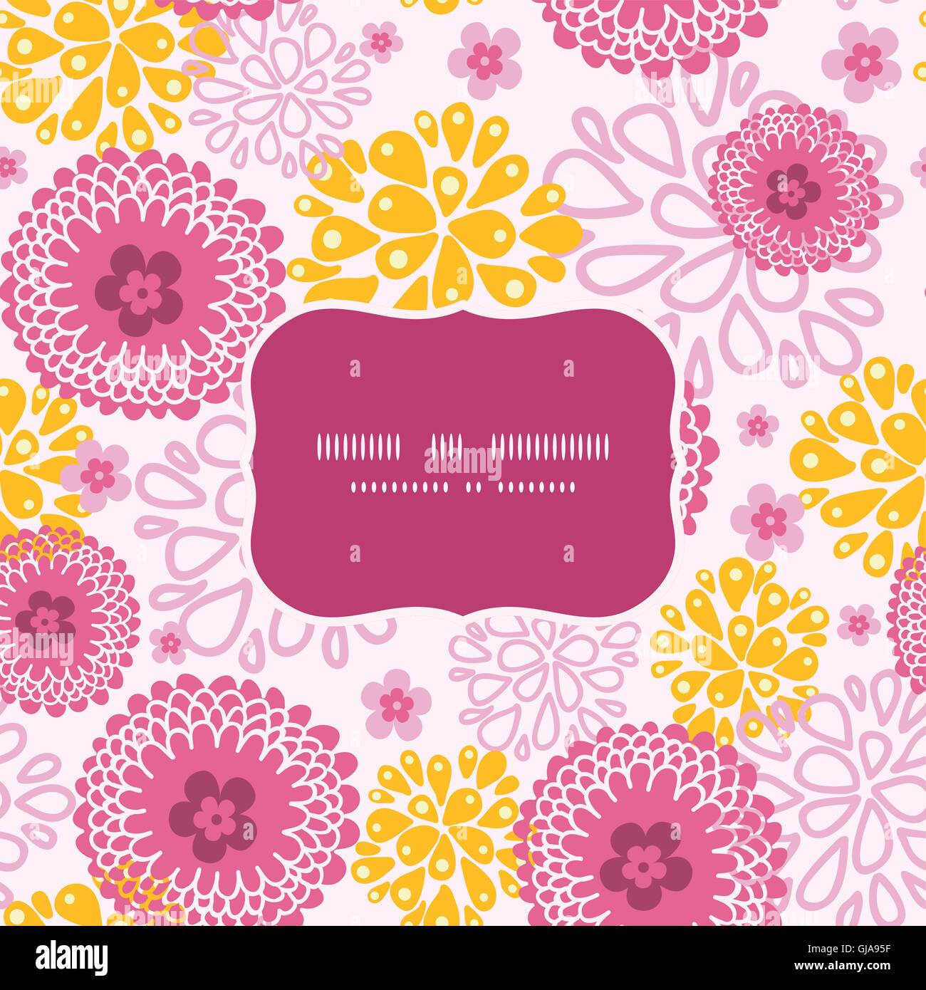 Vector pink field flowers frame seamless pattern background Stock ...