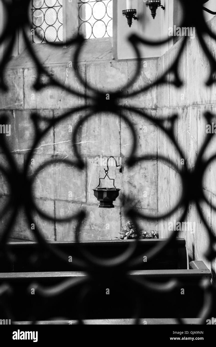 Church, view, detail, holy water bowl Stock Photo