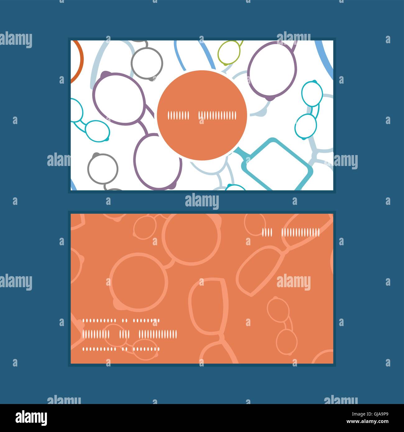 Vector colorful glasses vertical round frame pattern business cards set ...