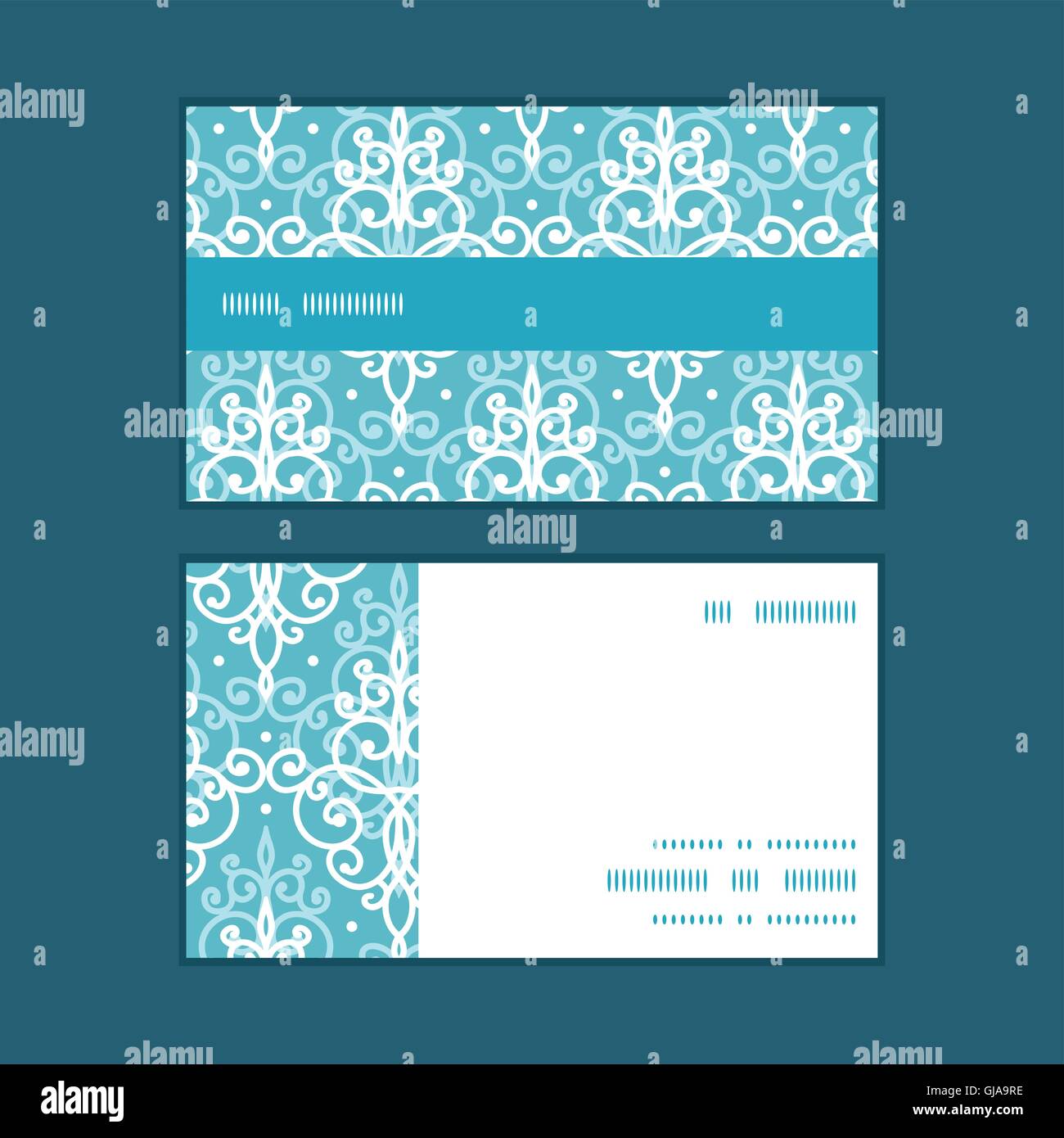Vector light blue swirls damask horizontal stripe frame pattern ...