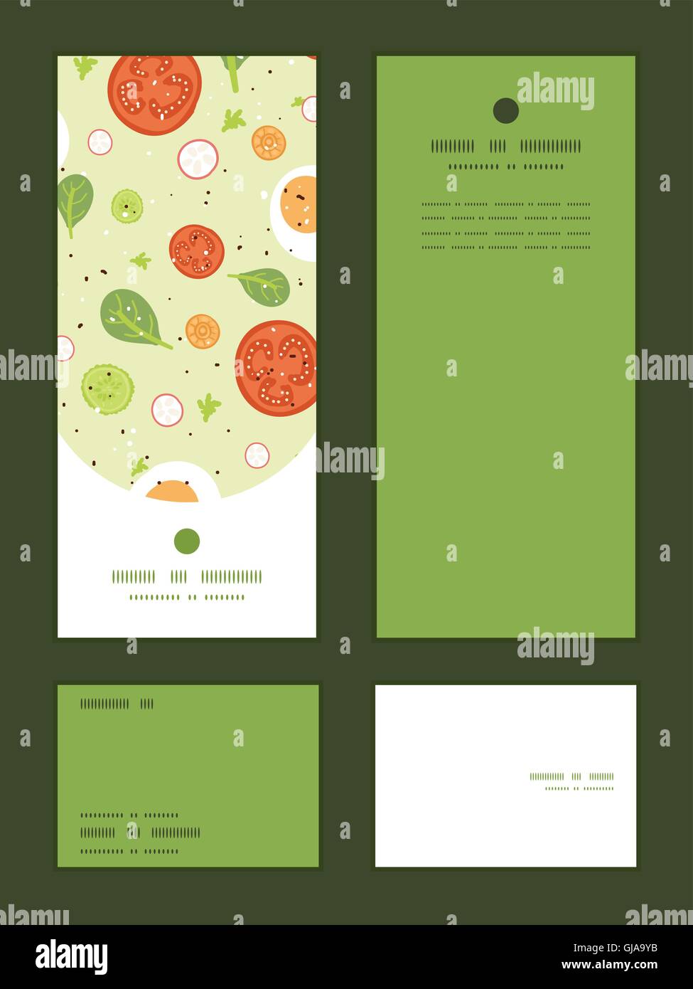 Vector fresh salad vertical frame pattern invitation greeting, RSVP and ...