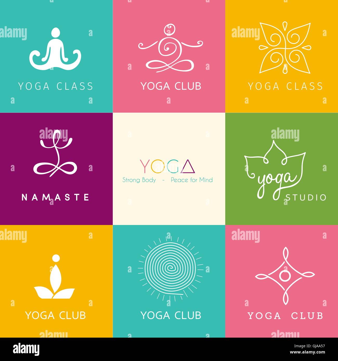 Set of logos for a yoga studio Stock Vector Image & Art Alamy
