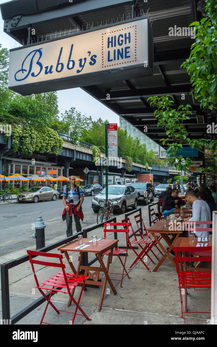 New York, NY, USA, Street Scene, American Bistro Restaurant Terrace, 'Bubby's High Line' in Meat Packing District Neighborhood Stock Photo