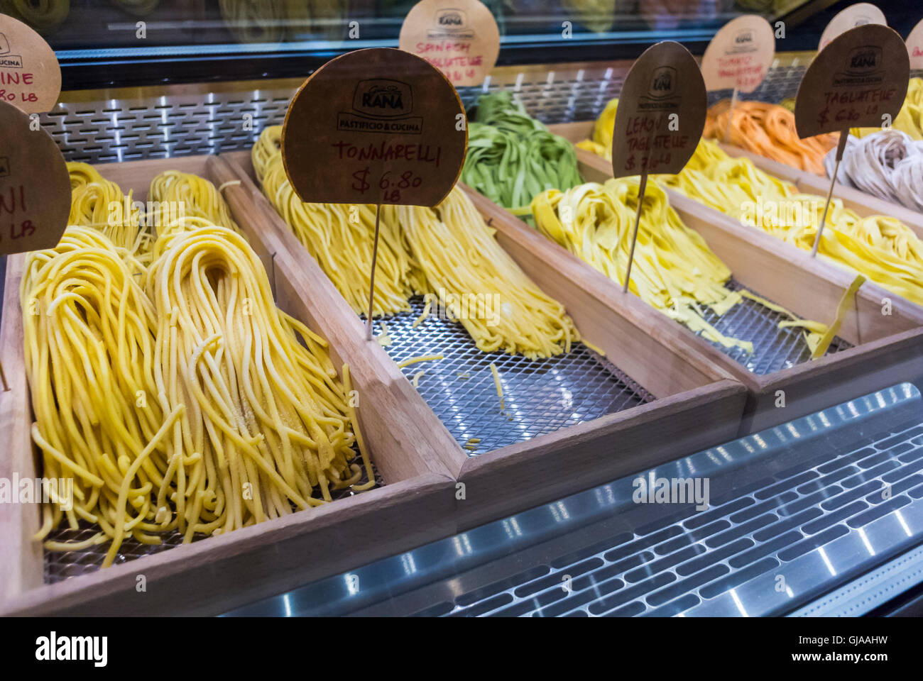 New York, NY, USA, Fresh Pasta on Display in Italian Food Store in