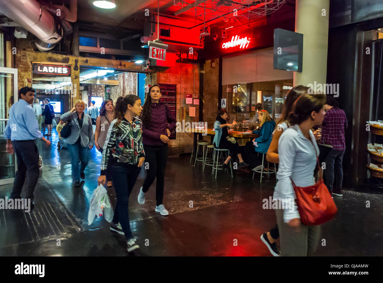 New York, NY, USA, Crowd of  People Walking in CHelsea Market, Food Shopping Mall, Local neighbourhoods, city women Stock Photo