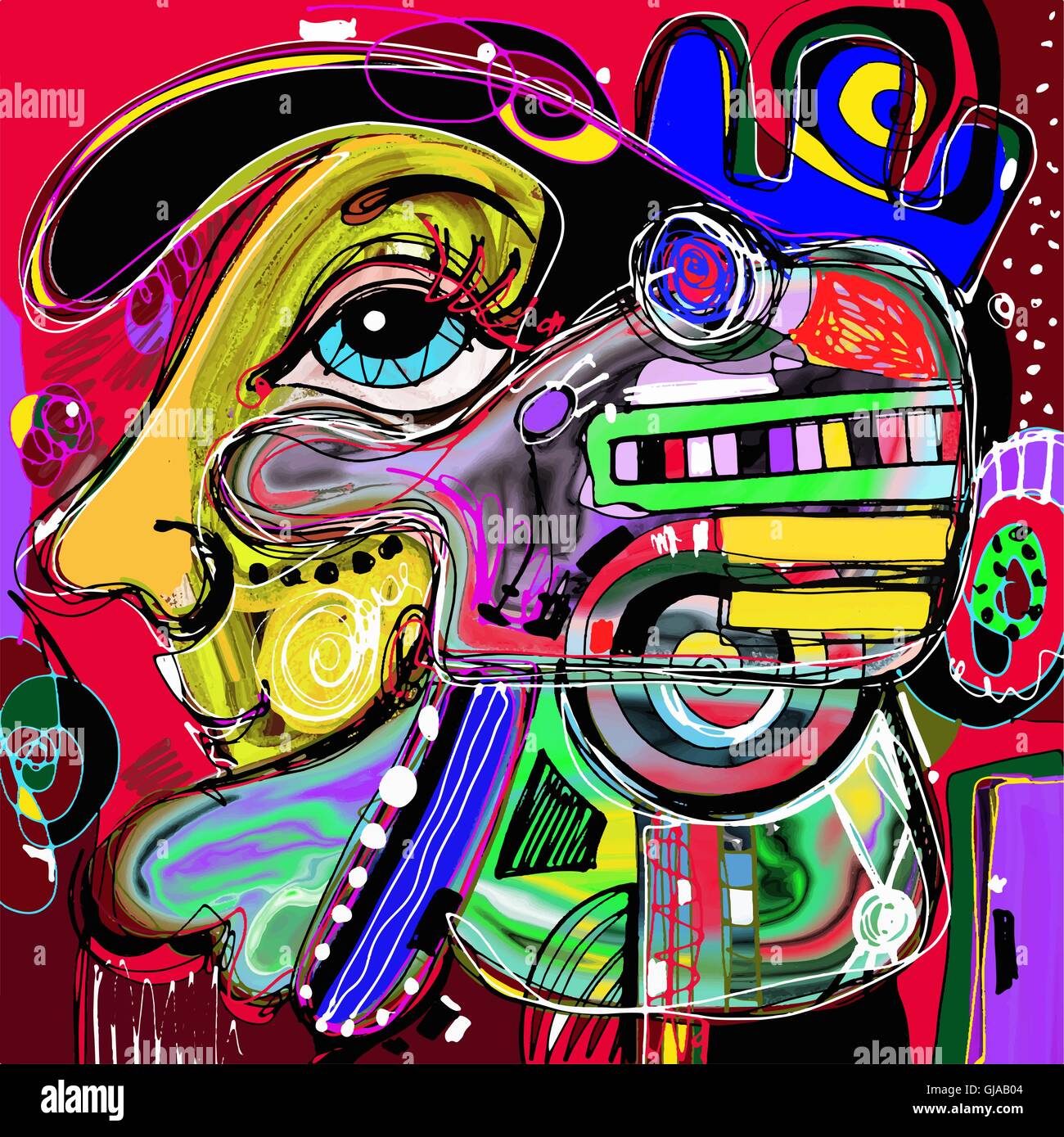 original abstract digital painting of human face Stock Vector Image & Art Alamy