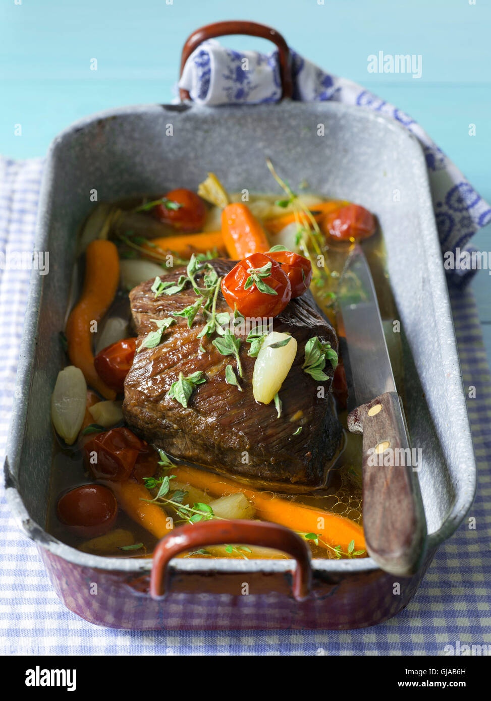 roast beef on vegetables Stock Photo Alamy