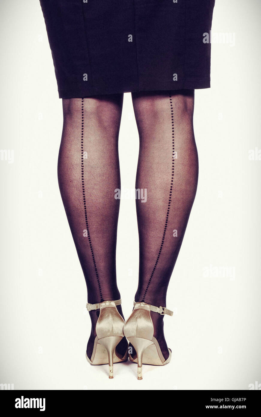 women's legs, skirt, black, nylon tights Stock Photo - Alamy