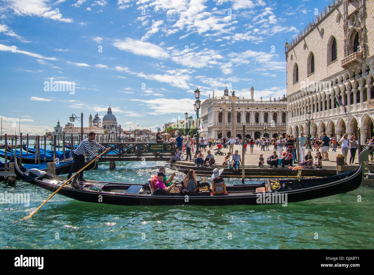 Gondola by the Doges Palace, Venice, Veneto region, Italy. Stock Photo