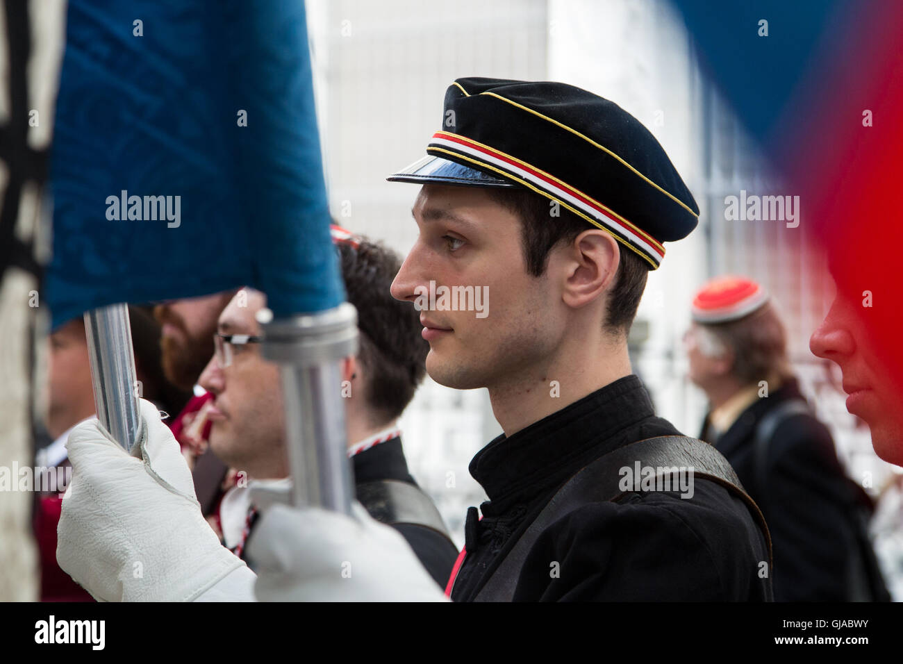 Zurich, Switzland. Men wear traditional dress at a ceremony in Zurich