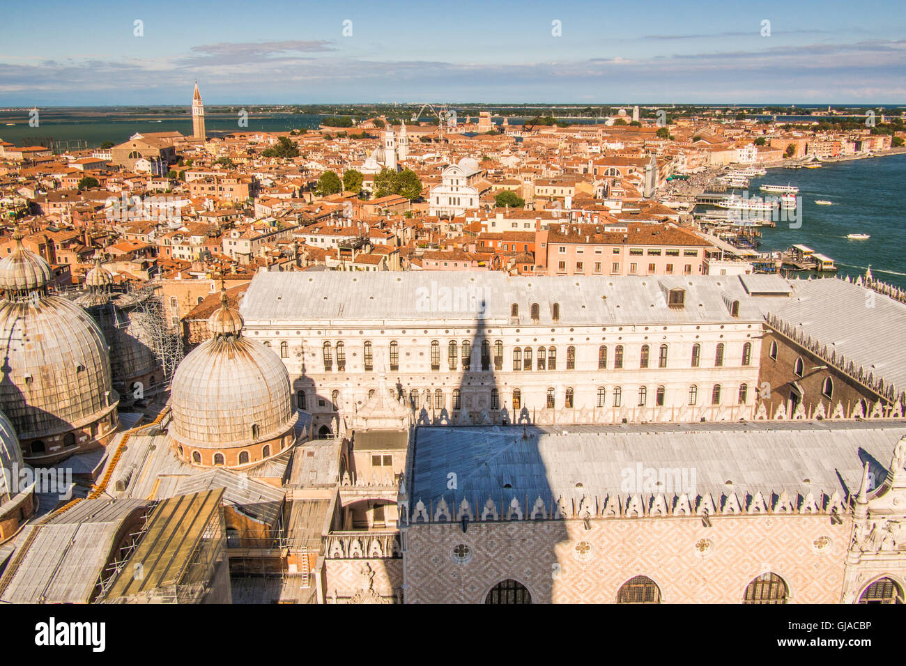 View from the Campanile over the Doges Palace, Venice, Veneto region, Italy. Stock Photo