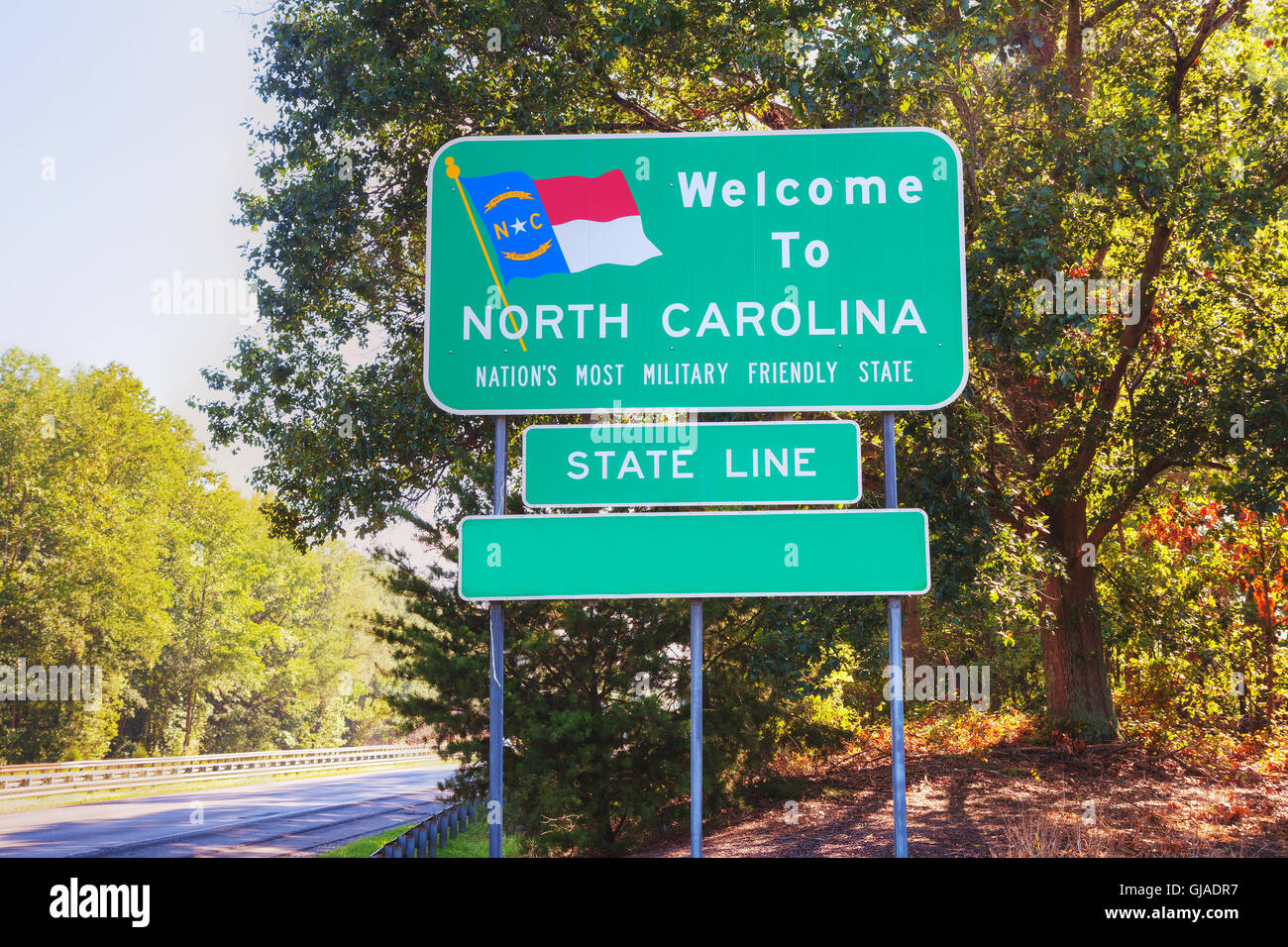 Welcome to North Carolina sign at he state border Stock Photo