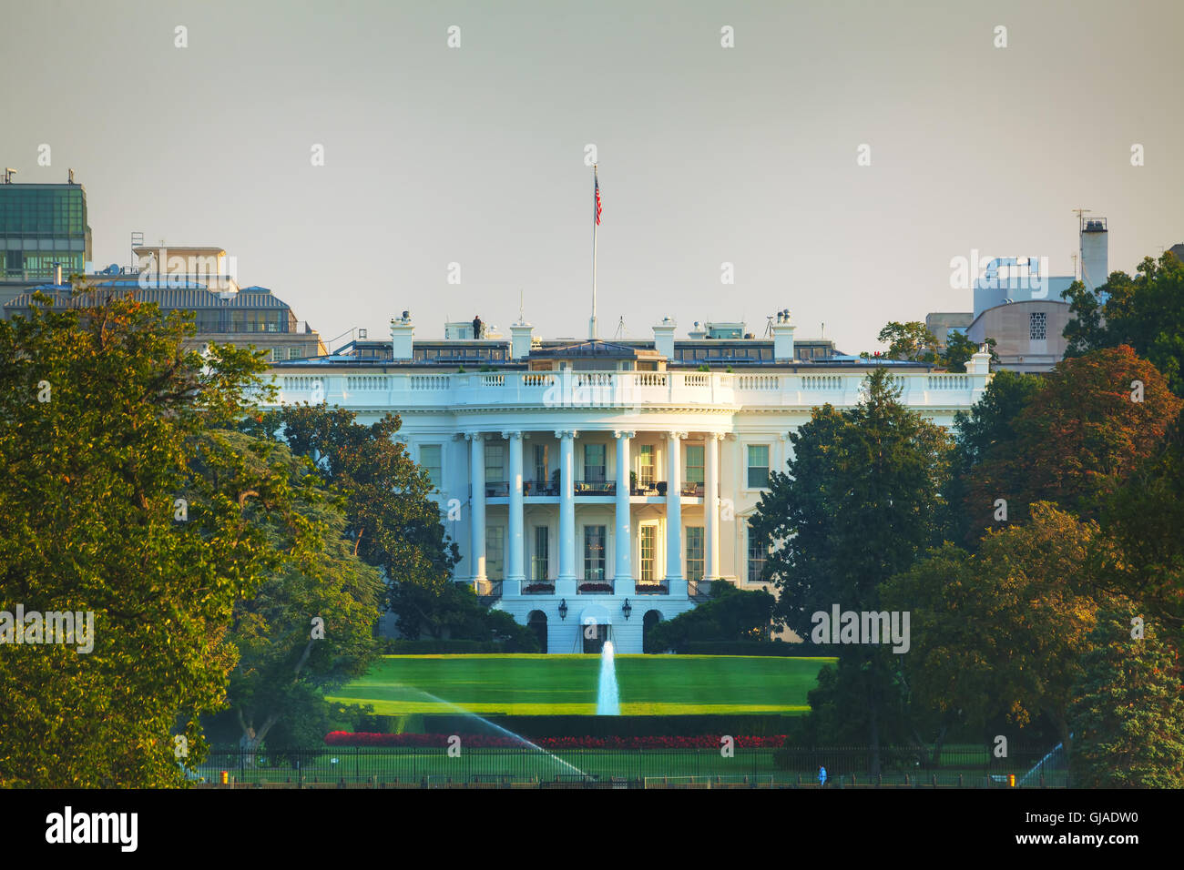 The White House building in Washington, DC in the evening Stock Photo