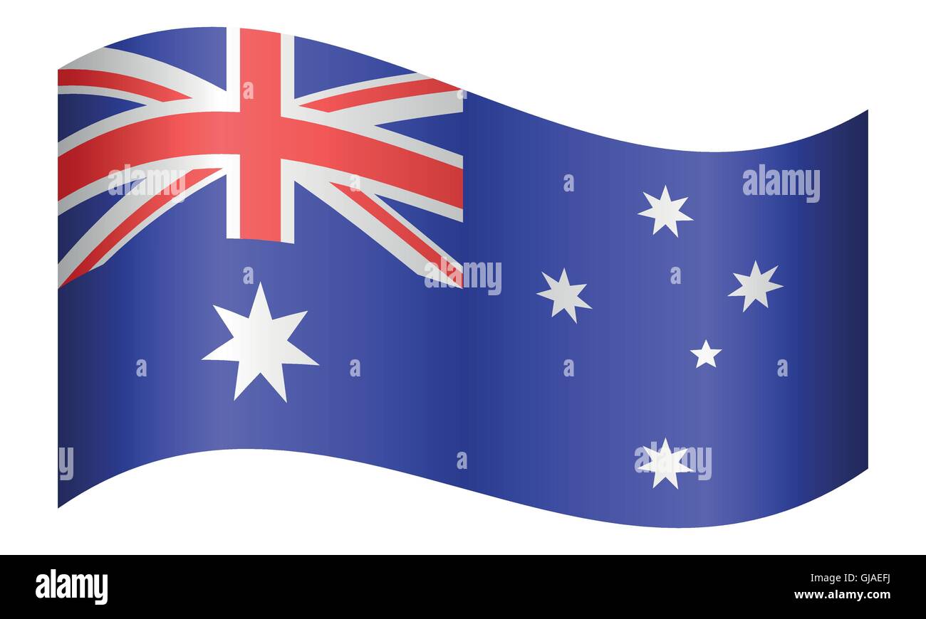 Flag of Australia waving on white background. Australian national flag