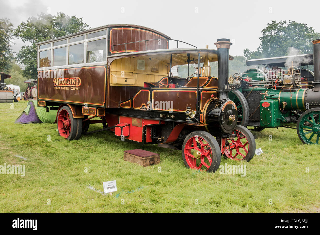 steam bus at Astle Park traction rally Chelford Cheshire England Stock