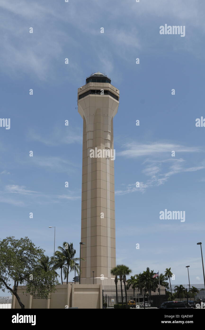 Traffic Control Tower at Miami International Airport, Miami, Florida Stock Photo