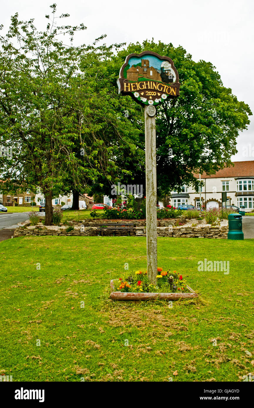 Heighington Village sign, Heighington, County Durham Stock Photo
