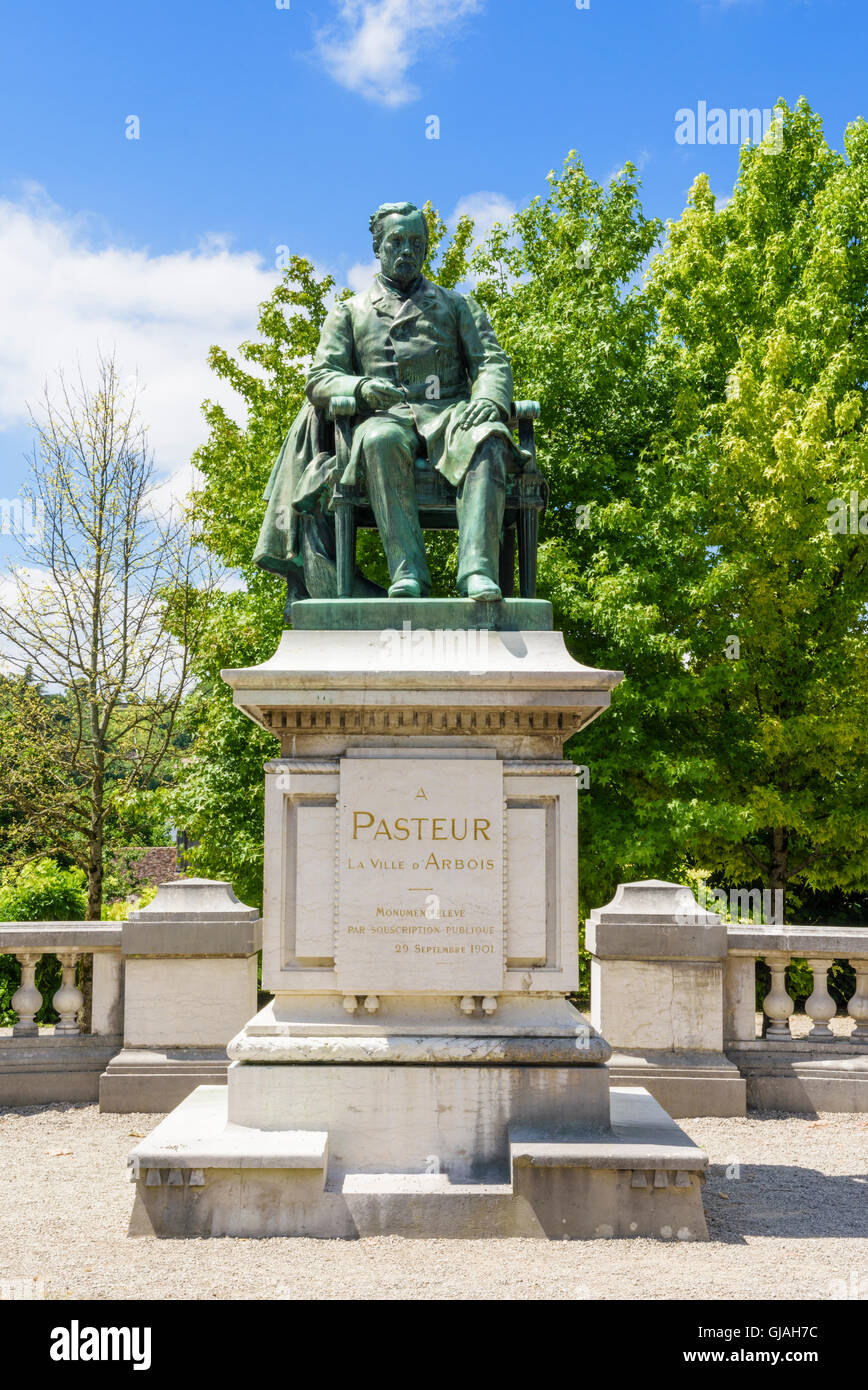 Louis Pasteur monument in the town of Arbois, Lons-le-Saunier, Jura, Bourgogne-Franche-Comté, France Stock Photo