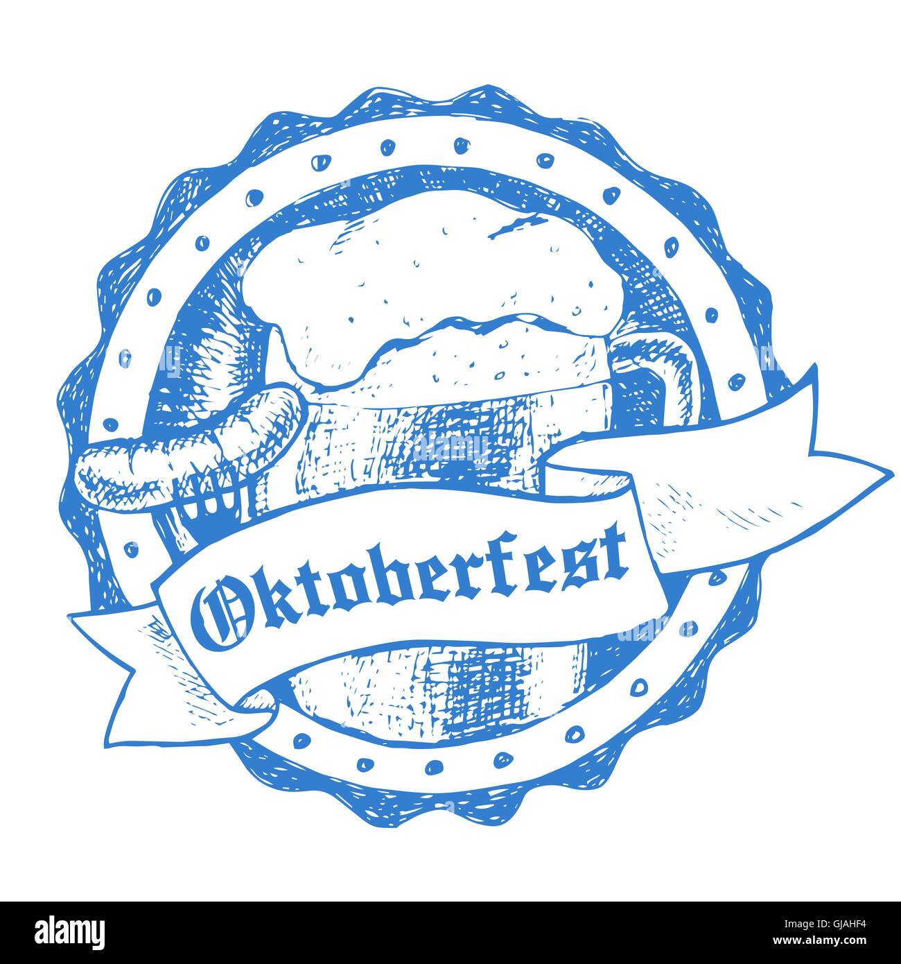Oktoberfest vector illustration, beer mug and sausage Stock Vector ...