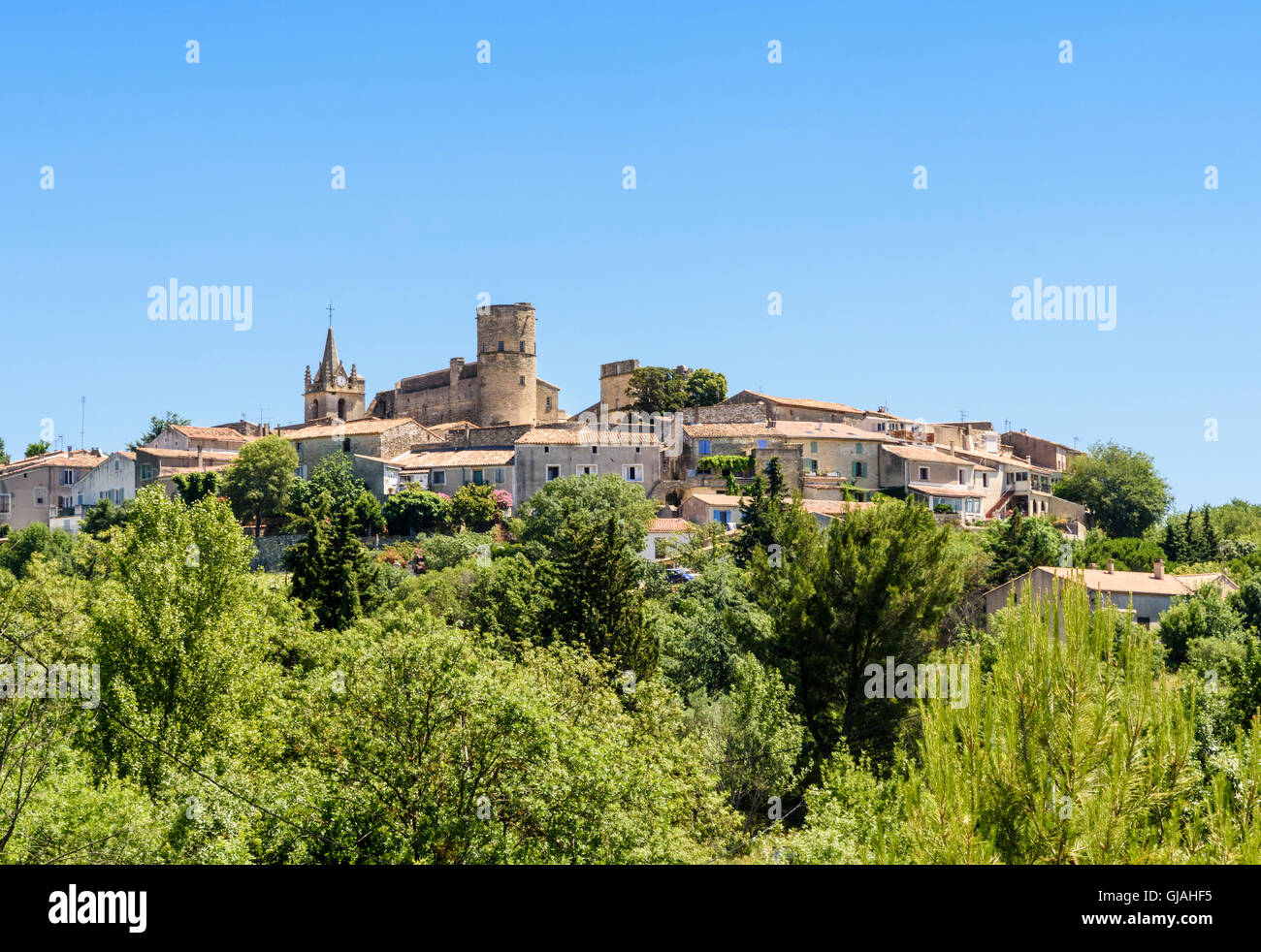 Hill top village of Montpezat in the Languedoc-Roussillon area of France Stock Photo