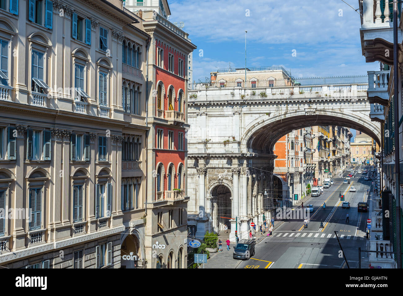 Ponte Monumentale in Via XX Settembre of Genova. Liguria, Italy. Stock Photo