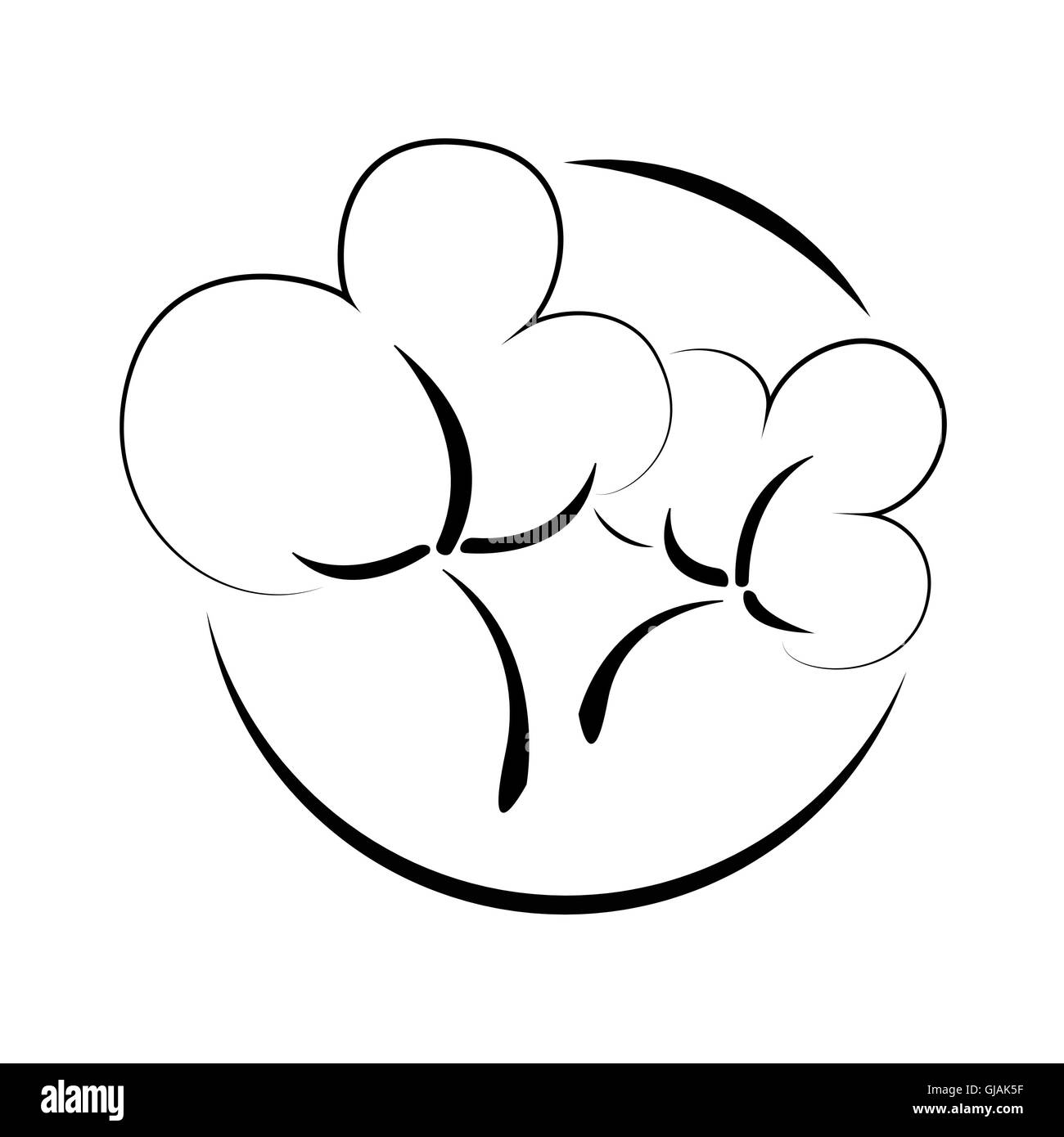Cotton logo. Linear cotton symbol. Isolated illustration. Vector